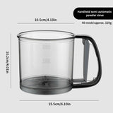 Kitchen baking, cake flour sieve, 40 mesh semi-automatic filter sieve, flour sieve with capacity scale