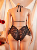 Adult Sexy Lace Teddy Bodysuit For Women Deep V Neck Open Back Halter Design Romantic Hot Women's Lingerie Babydoll Sleepwear