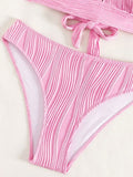 Wrinkled Crinkled Cross Back Bikini Women Swimwear Female Swimsuit Two-pieces Bikini Set High Cut Bathing Suit Swim Beach Wear