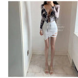 WOMENGAGA Summer New Street Casual Korean Style Side Hollow Irregular High Waist Slim Half Fairy Skirt Women's Clothing T8MH