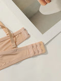 solid color daily 2-piece women's underwear set 3/4 cup paired with sexy thongs simple and comfortable Lingerie B2087