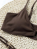 Sexy Ribbed Metal Rings High Cut Bikini Female Swimsuit Women Swimwear Two-pieces Bikini Set Micro Thong Bathing Suit Swim Lady