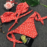 Leopard Knotted Polka Dot Bikini 2025 Women Strapless Bandeau Swimsuit Female Swimwear Two Pieces Bikini Set Bathing Suit Swim