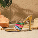 New Style Pointed-toe, Slender and High-heeled Sandals - Show-stopping Multi-color Woven Platform Women's Shoes