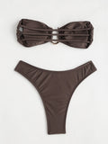 Women Bikini Sets Two Pieces Swimsuit Female Metal High Waist Sexy Bikini Bathing Suit Monokini Swimwear Women Biquini Bakini