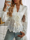 Phantasy Floral Embroidery Blouse Women Long Sleeve Loose Tunic Shirt Vintage Blouse Y2K White Tops Fashion Female Streetwear