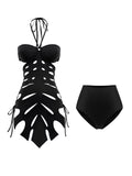 2026 New Arrival Chic Black Structured Swimsuit Deep V-Neck Cut-Out Design Perfect for Beach Wear Pool Parties Summer Beachwear