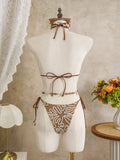 Vintage Pink Mesh Skirt 3 Piece Bikini Set Women Stone Strap Push Up Bra Triangle Swimsuit Holiday Bathing Suit Swimwear 2026