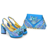 doershow beautiful Italian Shoes And Bag Sets For Evening Party With Stones Italian Leather Handbags Match Bags! HC1-1
