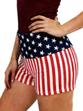 Women’s Streetwear Shorts Patriotic Shorts Casual Fold-Over Waist Stars and Stripes Print Slim Fit Shorts