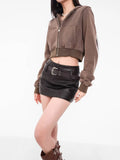 American A-line Half Length Skirt Spring/summer Small Spicy Girl High Waist Slim Fit Tight Sexy Shining Leather Short Skirt 3XQZ