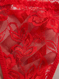 3Pcs/Set Women Sexy Floral Lace Thong Panties Low Waist Hollow Lace Sexy Lingerie Adjustable Thin Strap Underwear