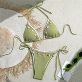 Shell Decoration Swimwear String Halter Bikinis Sets Micro Thong Sexy Swimsuit Women 2026 Bathing Suit Purple Triangle Bikini