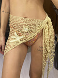 New 3D Star Hollow Out Crochet Knitted Sarong Pareo Beach Dress Beach Wear Beachwear Beach Cover Up Cover-upsFemale Women V7309