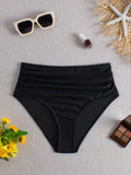 2026 Black High Waist Swimsuit Only Pants Swimwear Women Solid Bathers Bathing Swimming Trunks Swim Suit Female XXL