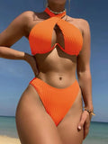 Halter Push Up Bikini 2026 Hollow Out Swimsuit Women Padded Swimwear Female Bathers Bathing Swimming Swim Suit Beachwear