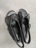 Brand New Women's Y2K Star Rivet Platform Sandals 2000's Peep Toe Slingback Chunky Heel Distressed Denim High Heeled Shoes