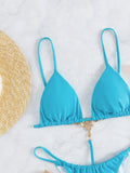Sexy One Piece Swimwear Swimsuit Women Triangle Backless Crystal Decor Thong Sky Blue Bikinis Set Bathing Suit Beach Bikini 2026