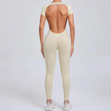 One-piece Yoga Padded Backless Suit Female Rompers Quick Dry Yoga Clothing Workout Bodysuits Scrunch Sports Jumpsuit Women