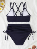 2026 Strappy Triangle Bikinis Women Sexy Swimwear Female High Waist Swimsuit Solid Bathers Bathing Swimming Swim Suit Beachwear