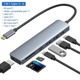 7-in-1 USB C Docking Station 4K HDMI-compatible Adapter USB 3.0 HUB TYPE C to HDMI PD 87W USB C Splitter for Laptop Macbook Pro