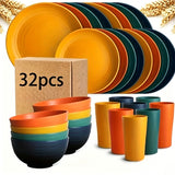 Wheat Straw Dinnerware Set For Eight Unbreakable Microwave Safe