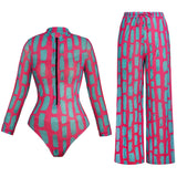 Sexy Mesh Swimsuit 2026 Tren Fashion High Waist Surfing Belly Control Swimwear 2pcs Outfits Long Sleeve Top Long Pant Cover Up