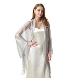 4 Colors Shawl Solid Swimsuit Bikini Cover Up Women Hollow Fringed Cardigan Bright Silk Cape Bathing Suit Cover Ups for Swimwear