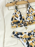 2026 Sexy Bikini Women Push Up Leopard Print High Waist Halter Swimwear Swimsuit Bikinis Set Bathing Suit Metal Chain Decor New