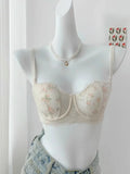 Summer Rabbit Cup Bralette Large Bust Light Support Thin Lace Beachwear Pure Comfort Wirefree Anti-Sagging Bra AU S-XL MOYISU