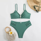 2025 U-wire Bikini Women Sexy Strappy Swimwear Female Solid Swimsuit Bathers Bathing Swimming Swim Suit Beachwear