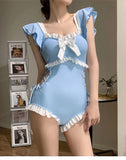 Female One-piece Swimsuit, Cute Girl, Conservative Coverage, Slimming Effect, Instagram Style New Vacation Hot Spring Swimsuit