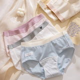 1 Pack Women's Heart Print Waistband Cotton Mid-Rise Panties Solid Color Briefs Stretch Daily Wear Lingerie M-XL Underwear