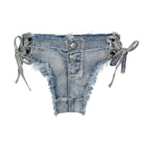 DEKA Women's Bandage Denim Bikini Set Summer New Jeans Shorts Swimwear Bra Beach Play and Bar Nightclub Swimsuit