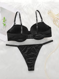 The Best-selling Sexy Gathering Solid color bra underwear with adjustable waist circumference Two-piece Women Underwear Set 2374