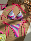 Sexy Pink Mesh Patchwork Bikinis Sets Women Push Up Bra Bandage Thong Swimsuit 2026 Summer Bathing Suit Holiday Micro Swimwear