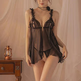Toucheart Sexy Suspender Nightgown Woman Transparent Lingerie Sex Crotchless Backless Open Bra Body Dress Mesh Erotic Costumes