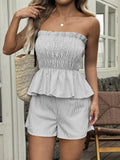 Women's Set Casual Simple Tube Top Fungus Edge Shorts Set Women's Summer Two Piece Sets Womens Outifits Shorts Women
