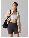 Outdoor Windproof Mountaineering Jacket Women Fashion Lightweight Sun Protection Sports Hooded Top Casual Loose Hiking Yoga Suit
