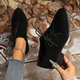 New Patchwork Loepord Pointed Toe Shoes for Women Retro Fax Suede Lacing Pumps Woman Shallow Square Heel Single Shoes Mujer