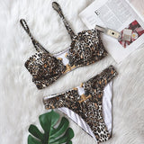 DEKA Bandeau U-Neck Metal Bikini Set Push Up Padded Cup Swimwear Women Solid Swimsuit Beachwear Water Swiminmg Bathing Suit