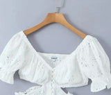 Foridol White Lace Cotton Dress V Neck Off Shoulder Sexy Beach Short Dress Summer Women Buttons Cut Out Mini Beach Sundress 2025