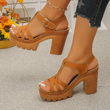Ankle Buckle Thick High Heels Sandals Women Summer Plus Size Platform Rome Sandals Woman 2026 Super High Heeled Sandalias Mujer
