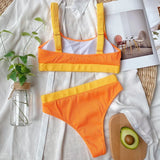 Sexy Splicing Ribbed Bikinis High Waist Bikini 2026 Female Swimsuit Women Swimwear Two-pieces Bikini Set Bathing Suit Swim Lady