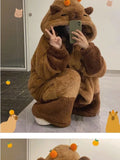 Adult Capybara Robes Onesies Pajamas Cartoon Pyjama Animal Kigurumi Slipper Halloween Cosplay Costumes Warm Sleepwear Jumpsuit