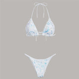 S - XL Three-pieces Bikini set With Skirt Flowers Sequins Bikini Female Swimsuit Women Swimwear Bather Bathing Suit Swim V7864