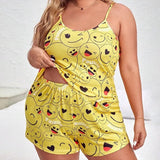Plus Size 3XL 4LX 5XL Straps Pajamas Set for Women Sleepwear Tank Tops+Shorts Sets Leisure Loose Home Clothes Loungewear