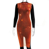 New Sexy Swimsuit Bikini Cover Up Beach Dress Women Mesh Slit Sparkling Crystal Diamond Cover Ups for Swimwear Women Pareo Plage