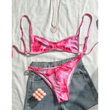 S - XL Flower Printed Bikini Female Swimsuit Women Swimwear Two-Pieces Bikini Set High Leg Cut Bather Bathing Suit Swim V7800