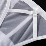 Toucheart 5-Pieces Erotic Lingerie Sexy Hip Skirt For Women Mesh Patchwork Hollow Out See-Through Lure Garters Underwear Suit